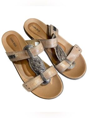 COBB HILL RUBEY PERFSLIDE SANDALS- TAUPE MULTI size 10